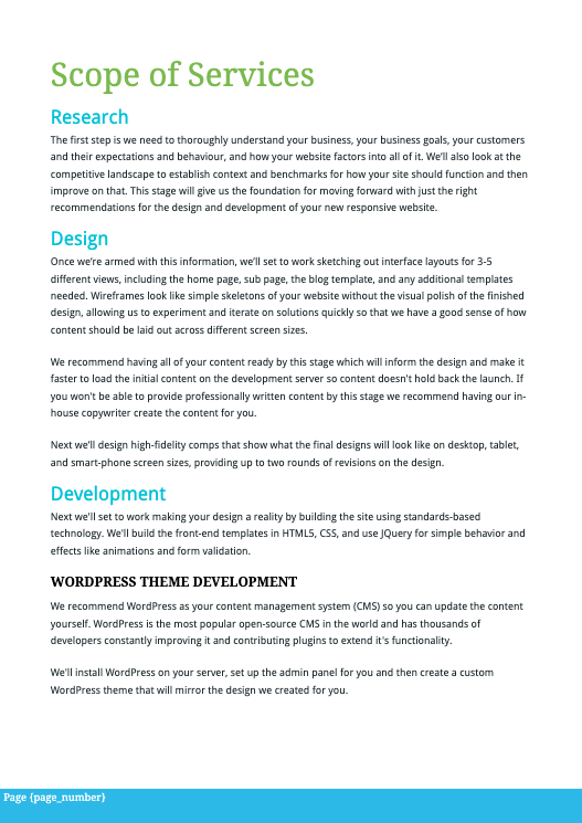 Wordpress Development Proposal Template
